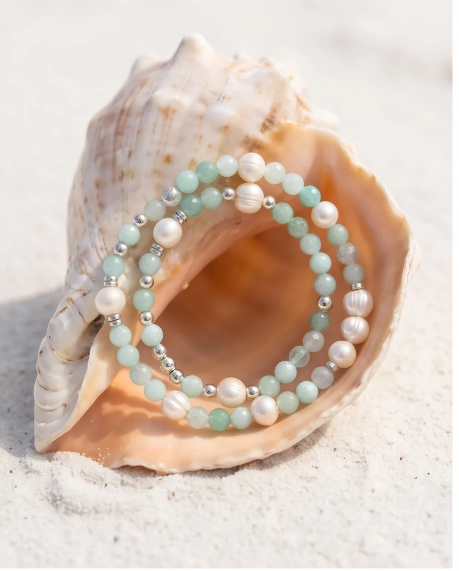 Coralie Amazonite Pearl Bracelet — handmade by Willow and Fox