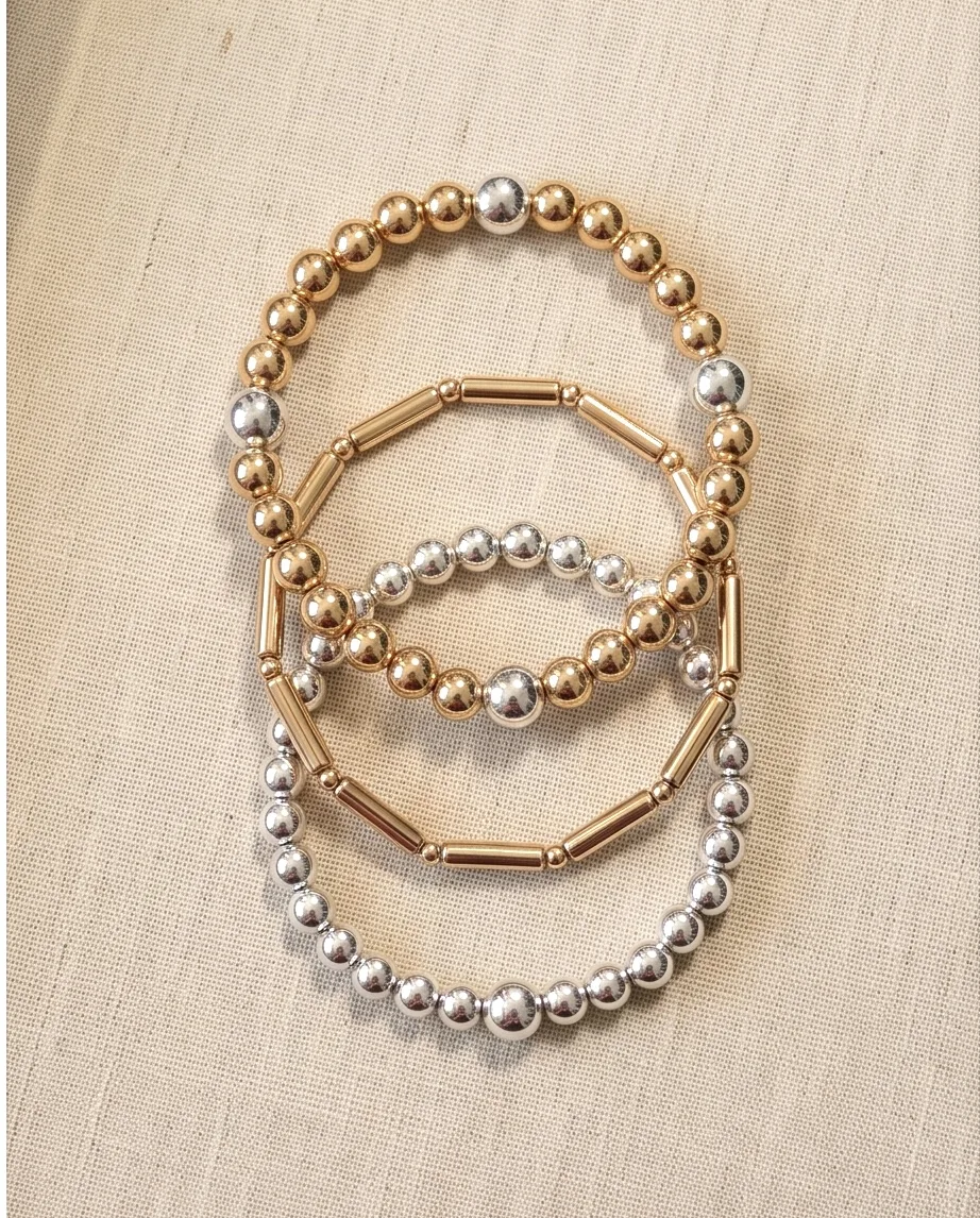 Genevra Duo-Tone Bar Bracelet — handmade by Willow and Fox