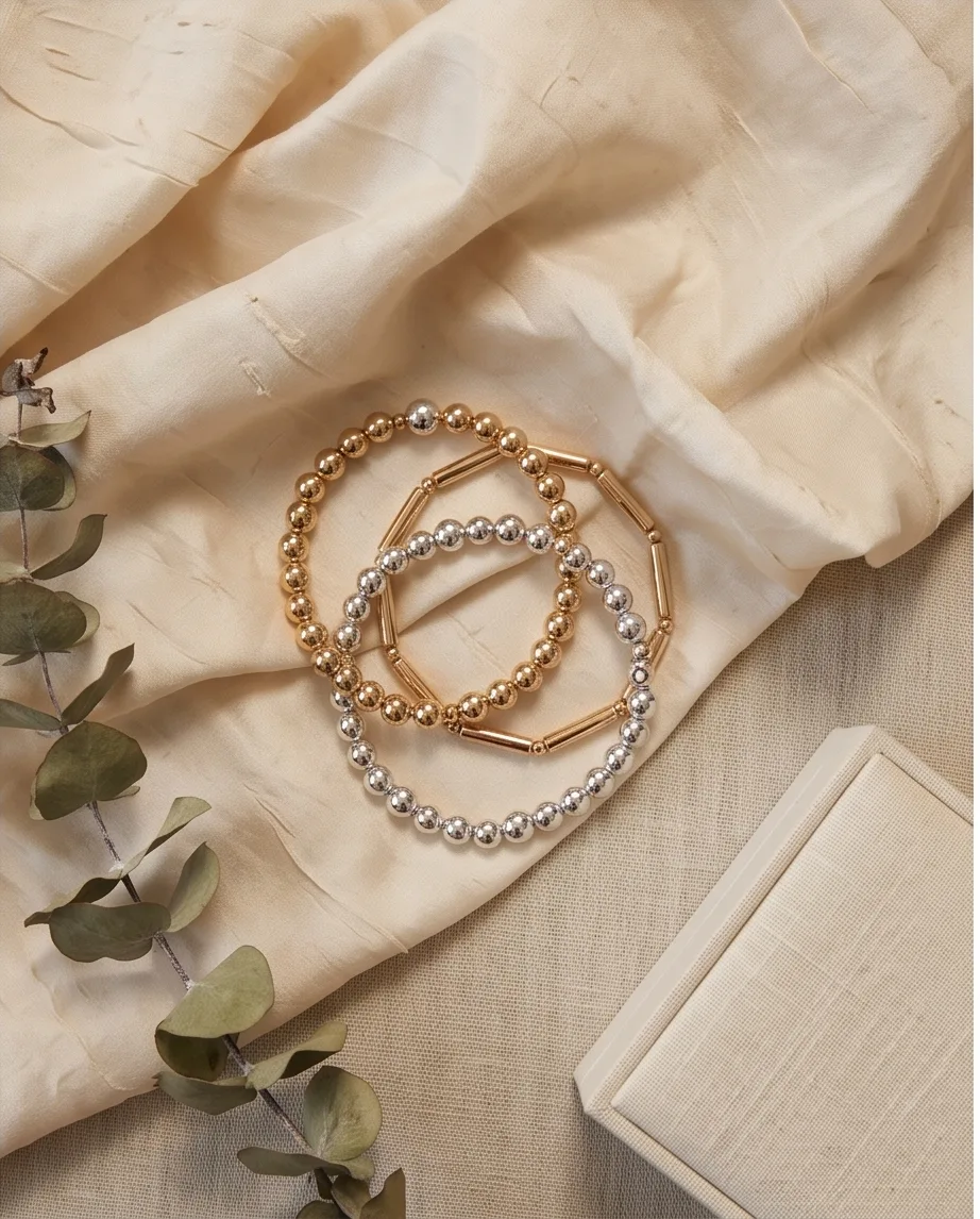 Genevra Duo-Tone Bar Bracelet — handmade by Willow and Fox