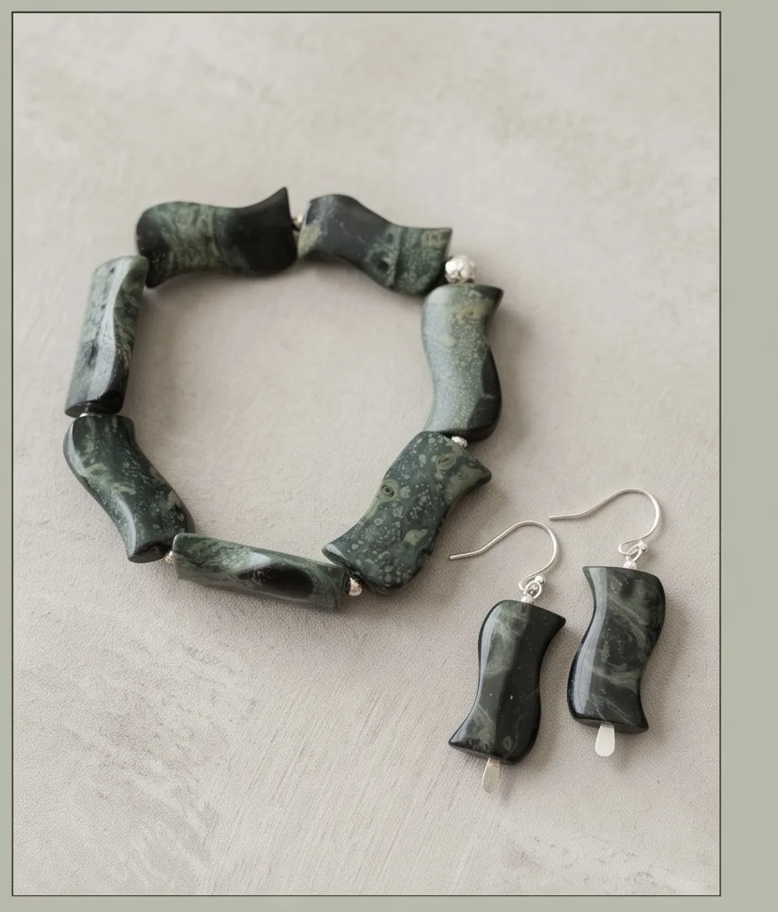 Sable Green Jasper Set — handmade by Willow and Fox