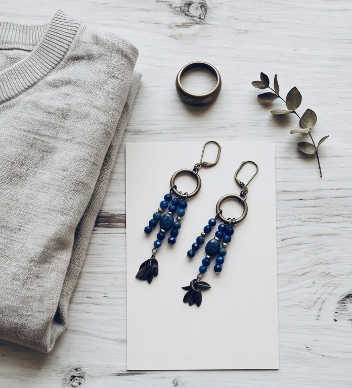 Beatrix Lapis Tassel Earrings — handmade by Willow and Fox