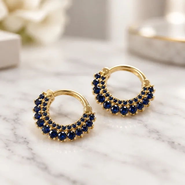 Belisama Sapphire Pave Hoops — handmade by Willow and Fox