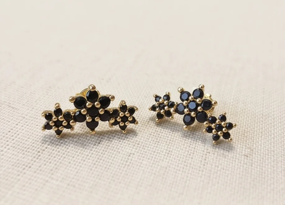 Cassiopeia Noir Cluster Studs — handmade by Willow and Fox