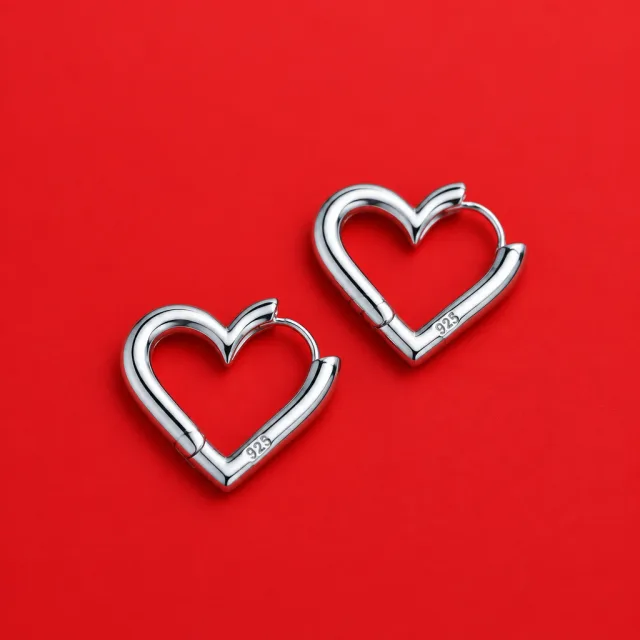 Cherie Silver Heart Hoops — handmade by Willow and Fox