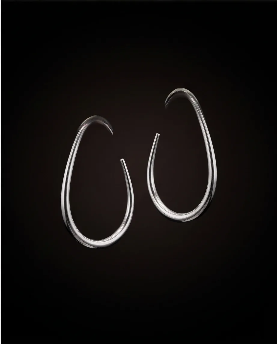 Corvina Sculptural Silver Hoops — handmade by Willow and Fox
