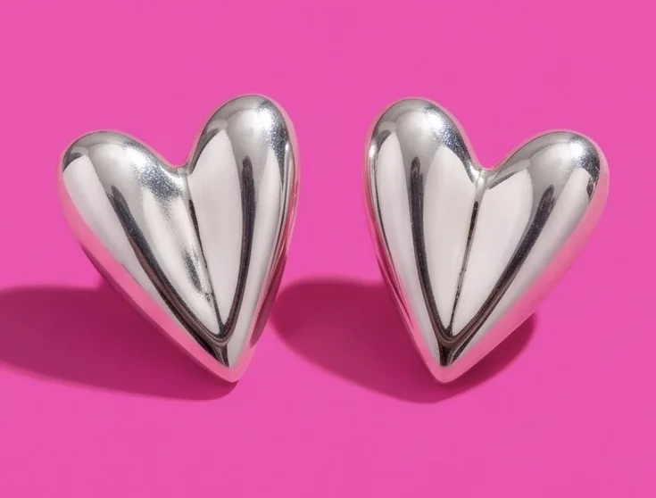 Petal Silver Heart Studs — handmade by Willow and Fox