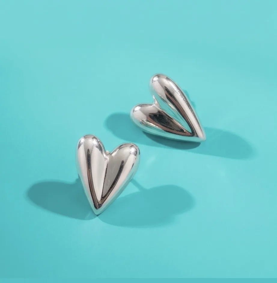 Petal Silver Heart Studs — handmade by Willow and Fox