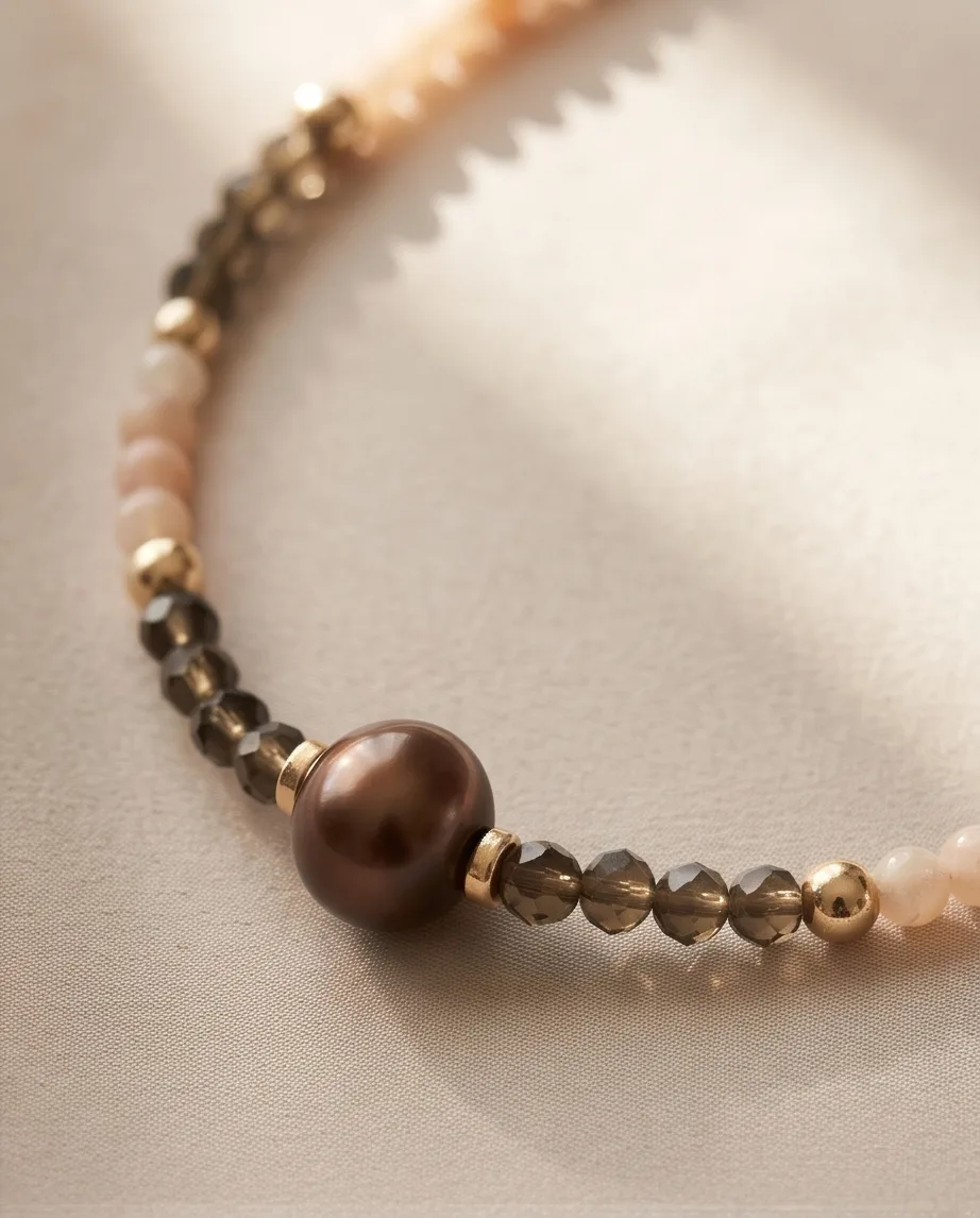 Coraline Smoky Quartz Pearl Necklace — handmade by Willow and Fox