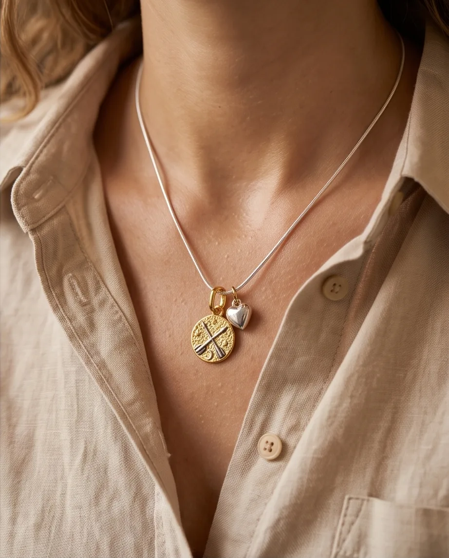 Corina Compass Charm Necklace — handmade by Willow and Fox