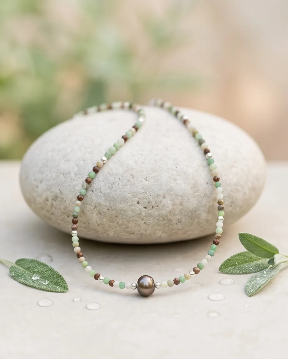 Moss ageate Nyx Necklace — handmade by Willow and Fox