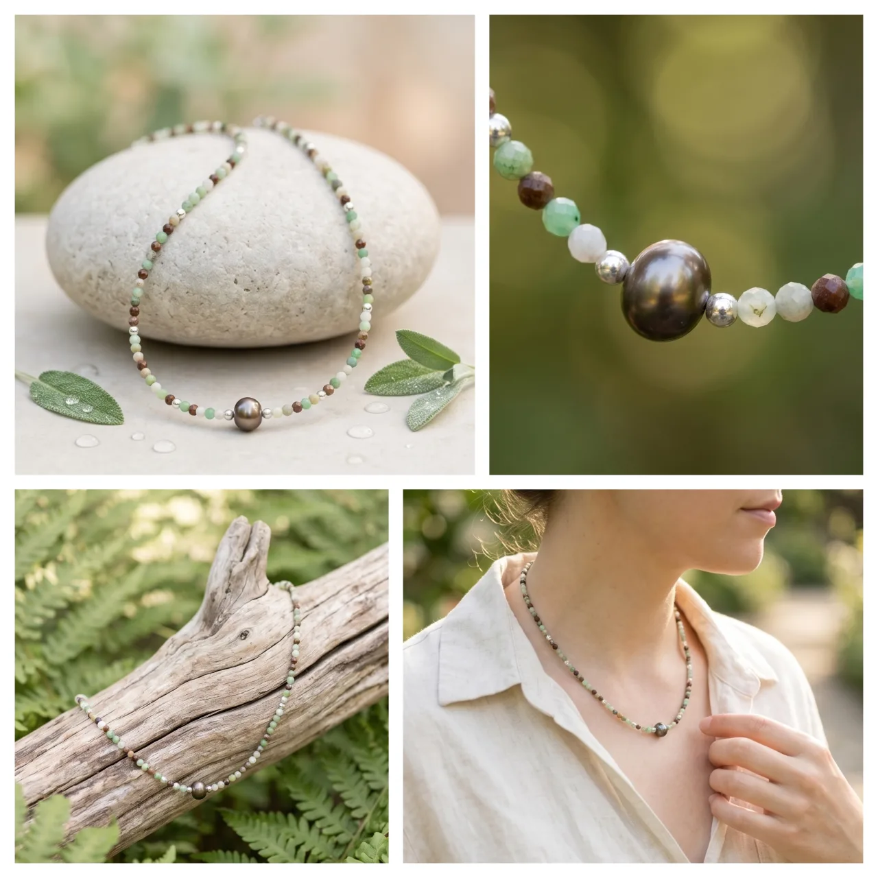 Moss ageate Nyx Necklace — handmade by Willow and Fox
