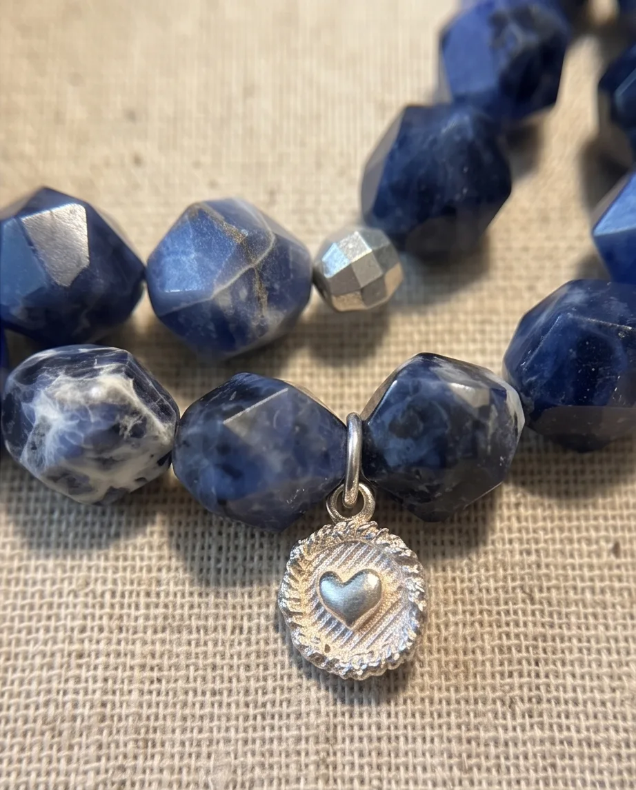Selkie Sodalite Heart Necklace — handmade by Willow and Fox